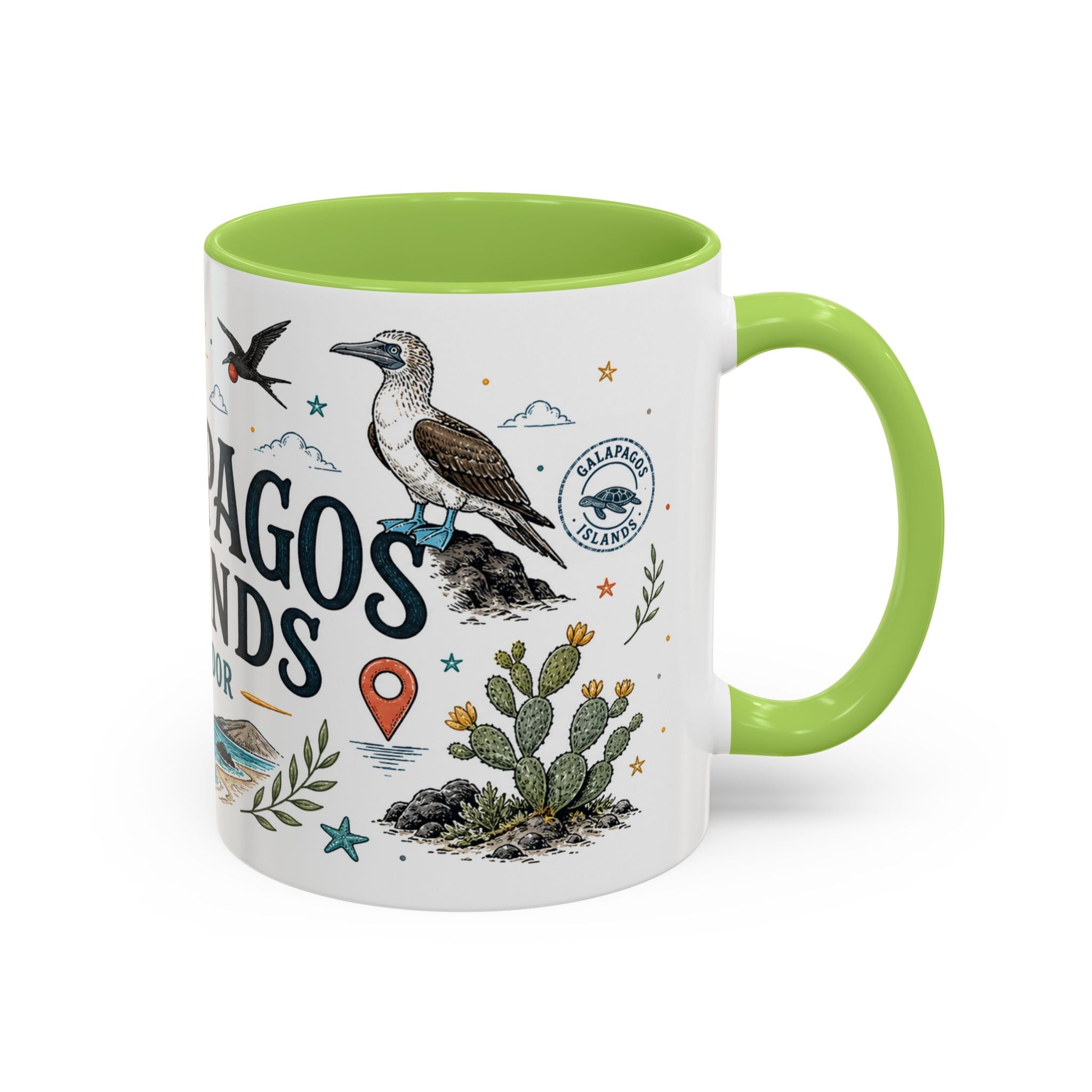 Galapagos Islands Coffee Mug | Travel Destination Souvenir Gift | Accent Color Ceramic 11oz 15oz