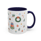 Christmas Mug | Watercolor Tree Gifts Wreath Holiday Cup | Accent Coffee Mug 11oz 15oz
