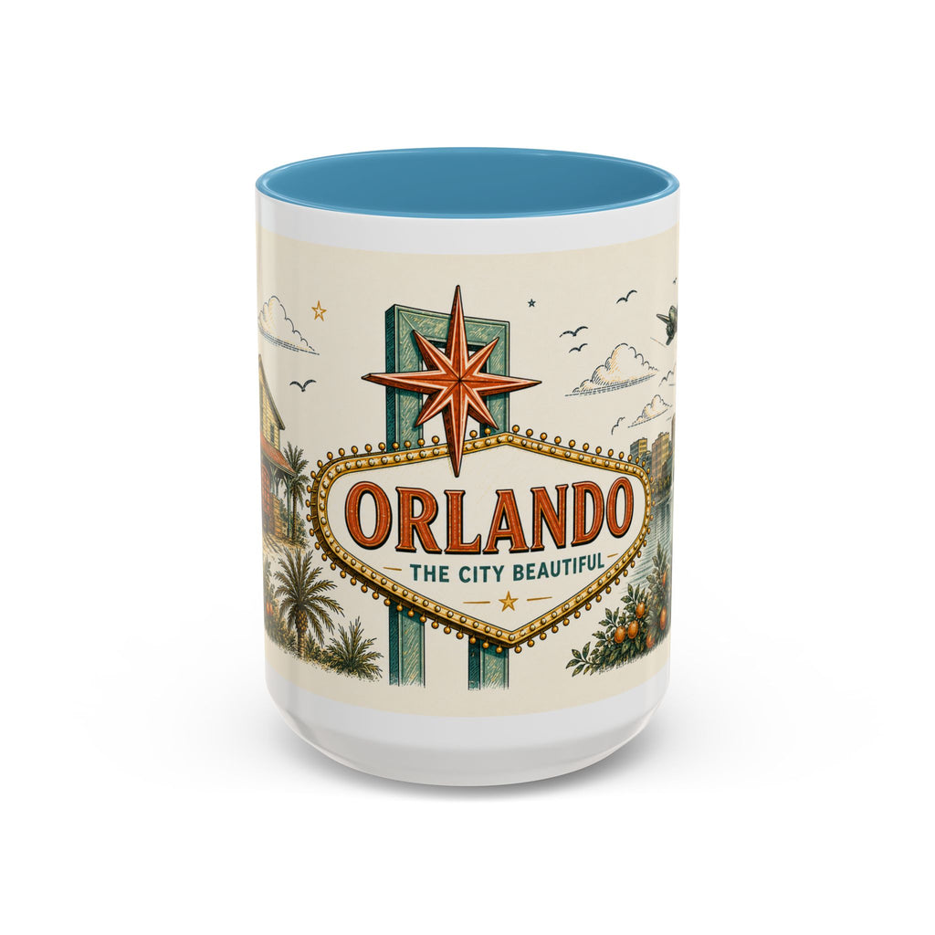 Orlando Coffee Mug | United States Travel Souvenir | Vintage Illustrated City Gift | 11 oz 15 oz Accent Mug