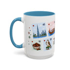 Dubai Coffee Mug | Postage Stamp Collage Mug | Travel Souvenir Accent Cup 11oz 15oz