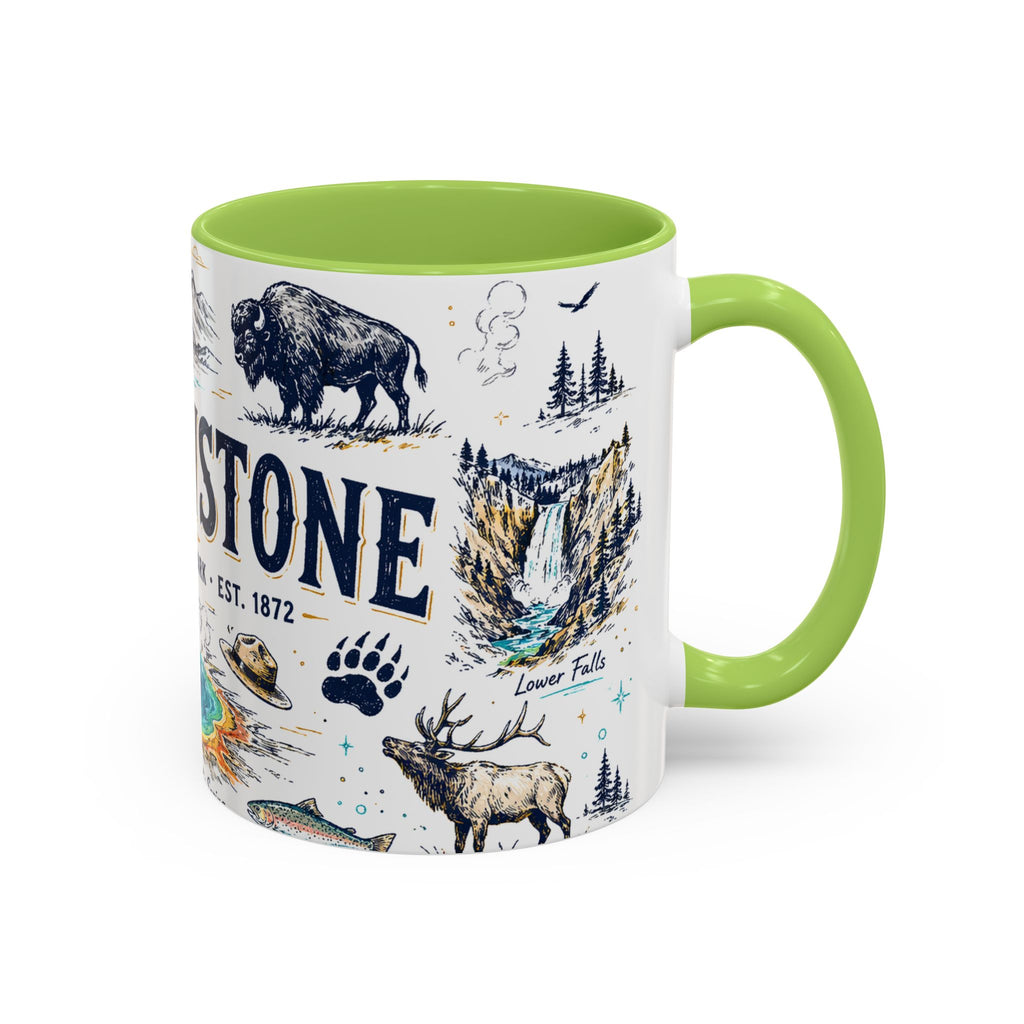 Yellowstone National Park Coffee Mug | Hiking Camping Nature Gift | Accent Color Ceramic 11oz 15oz