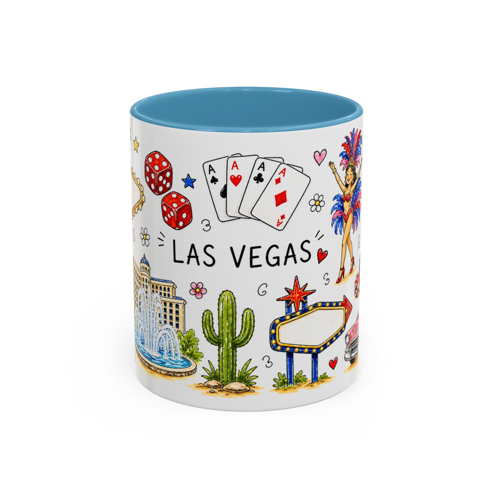 Las Vegas Illustrated Travel Mug | City Souvenir Accent Coffee Mug | 11oz 15oz Ceramic Cup