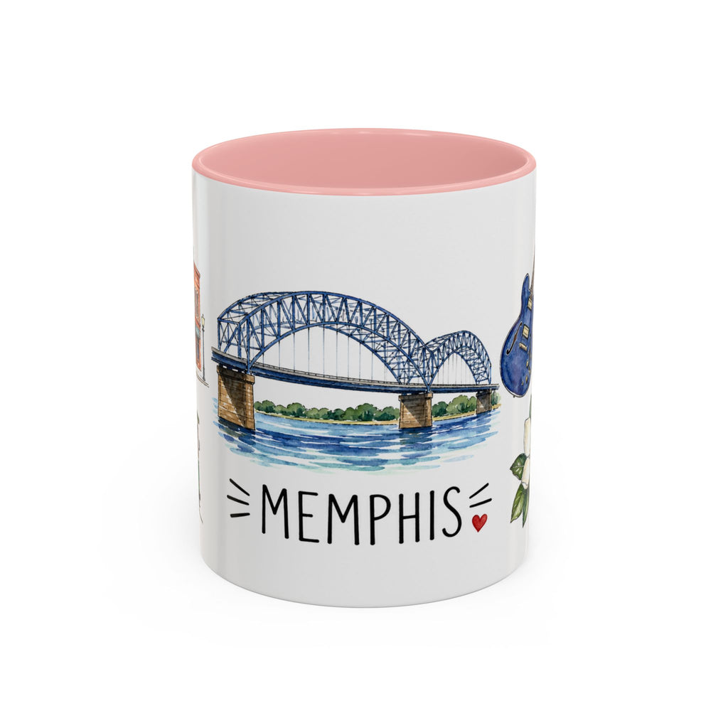 Memphis Illustrated Travel Mug | City Souvenir Accent Coffee Mug | 11oz 15oz Ceramic Cup