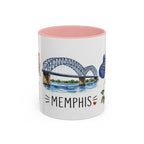 Memphis Illustrated Travel Mug | City Souvenir Accent Coffee Mug | 11oz 15oz Ceramic Cup