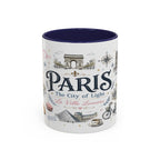 Paris Coffee Mug | France Souvenir Travel Gift | Accent Color Ceramic 11oz 15oz