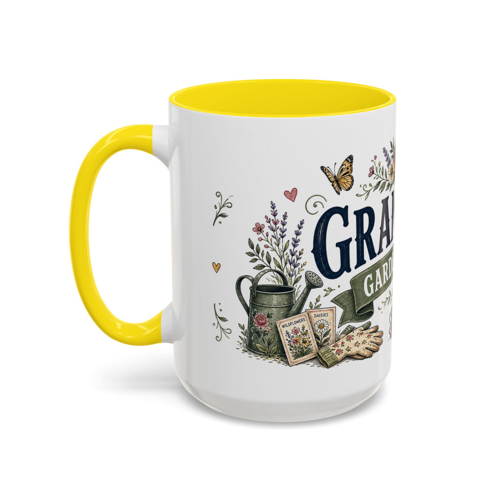 Grandma's Garden Of Love Coffee Mug | Gift From Grandkids | Accent Color Ceramic 11oz 15oz