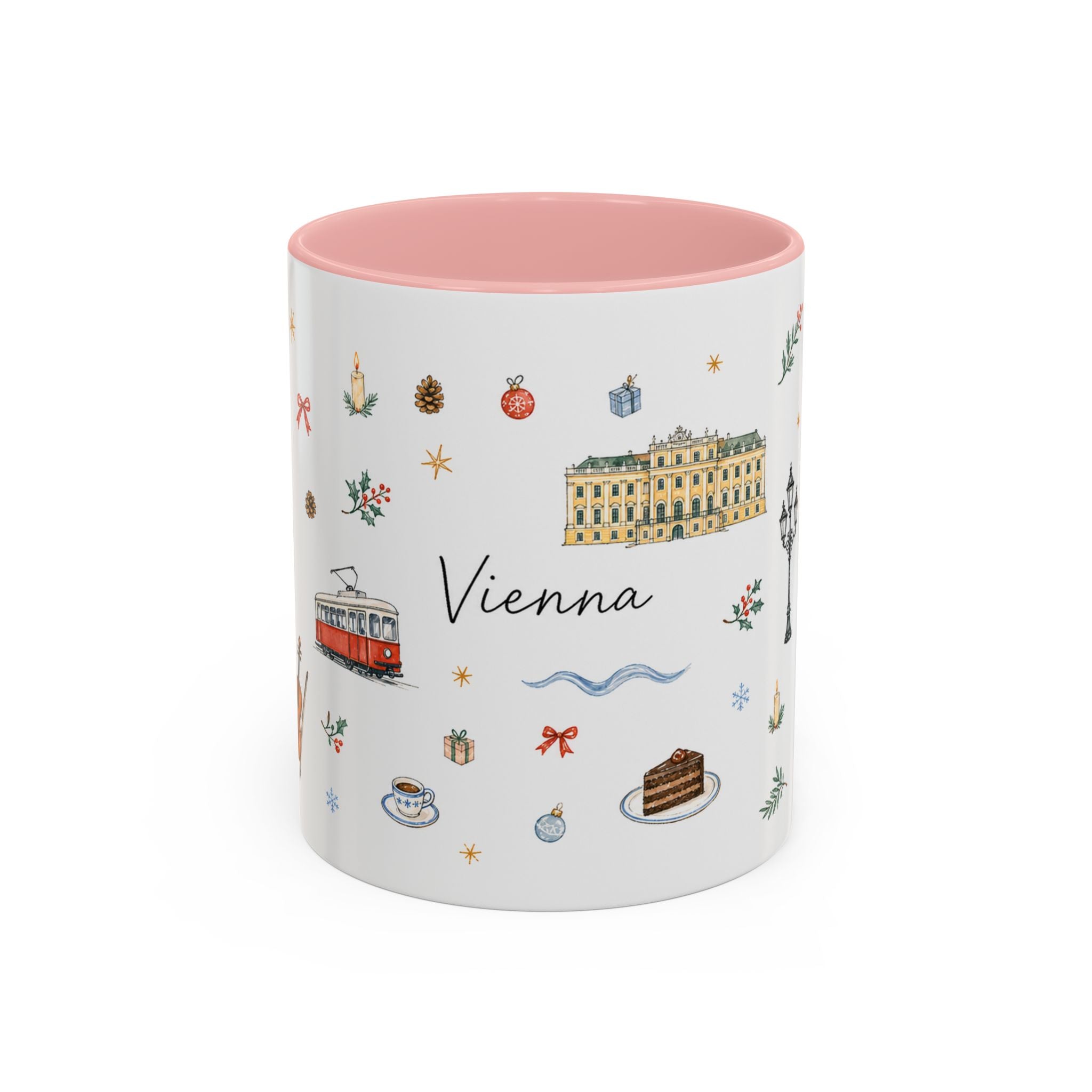 Vienna Christmas Mug | Watercolor Travel Souvenir | Holiday Gift | Accent Ceramic Coffee Cup 11oz 15oz