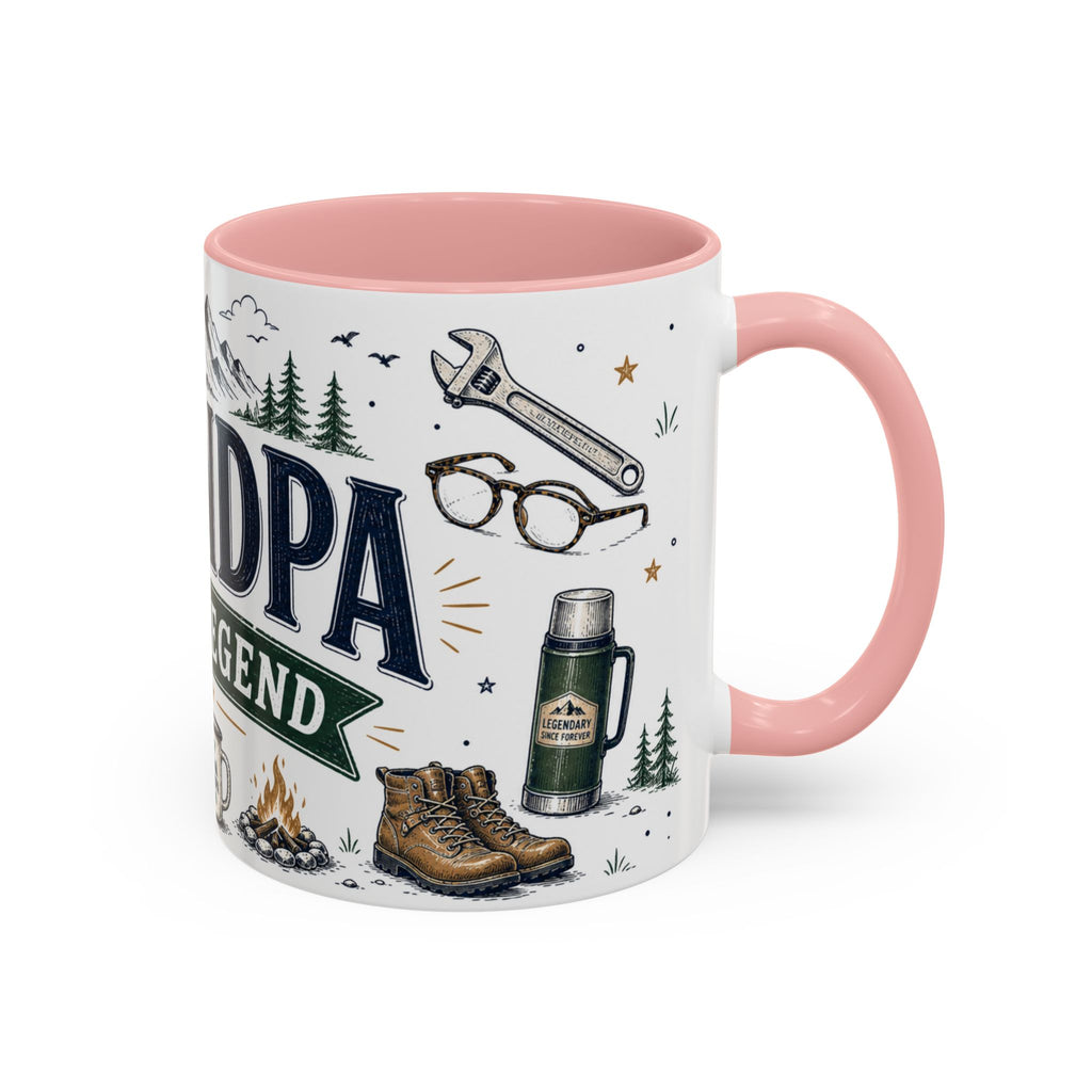 Grandpa The Legend Coffee Mug | Gift From Grandkids | Accent Color Ceramic 11oz 15oz