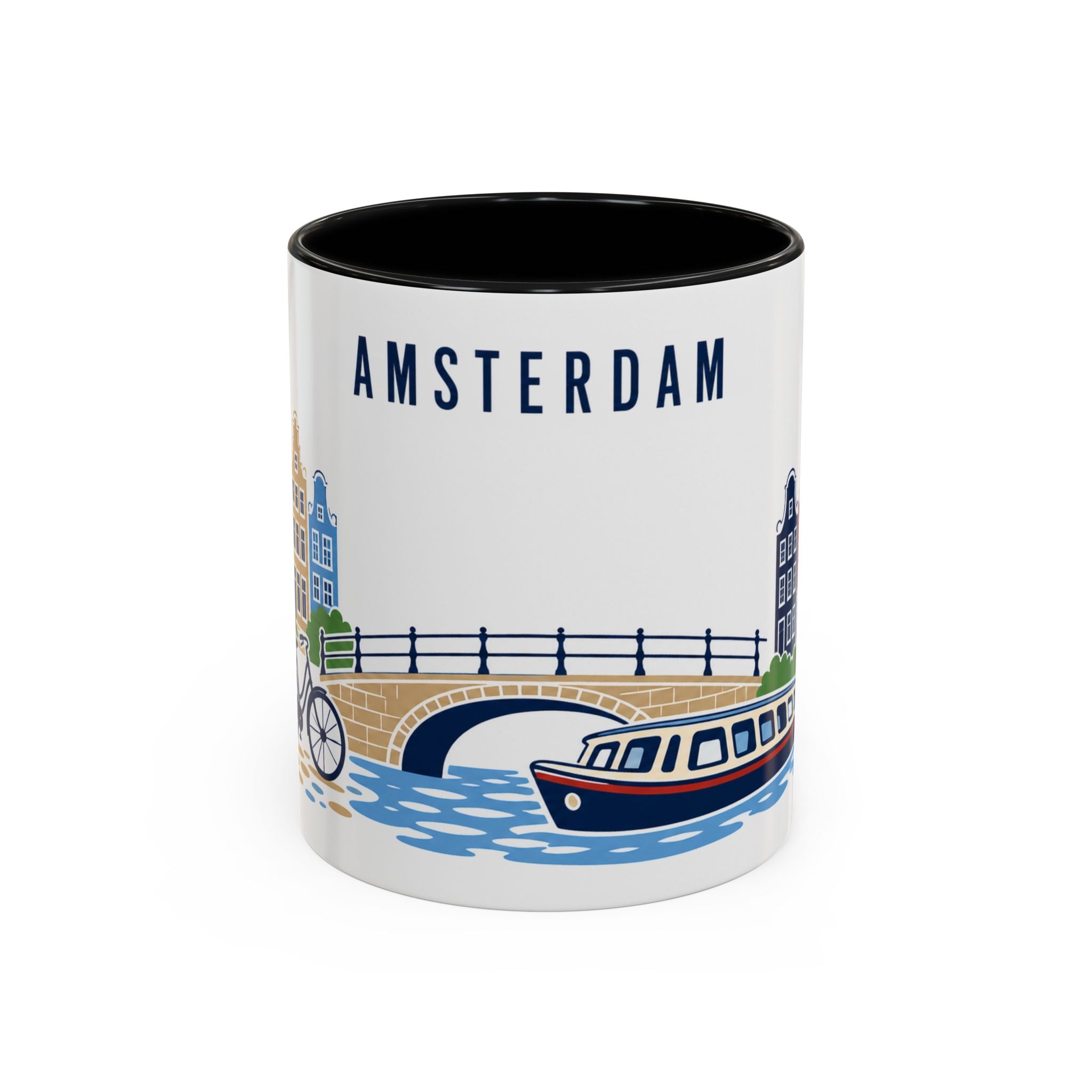 Amsterdam Coffee Mug | Netherlands Travel Souvenir | Porcelain Decal City Gift | 11oz 15oz Accent Mug