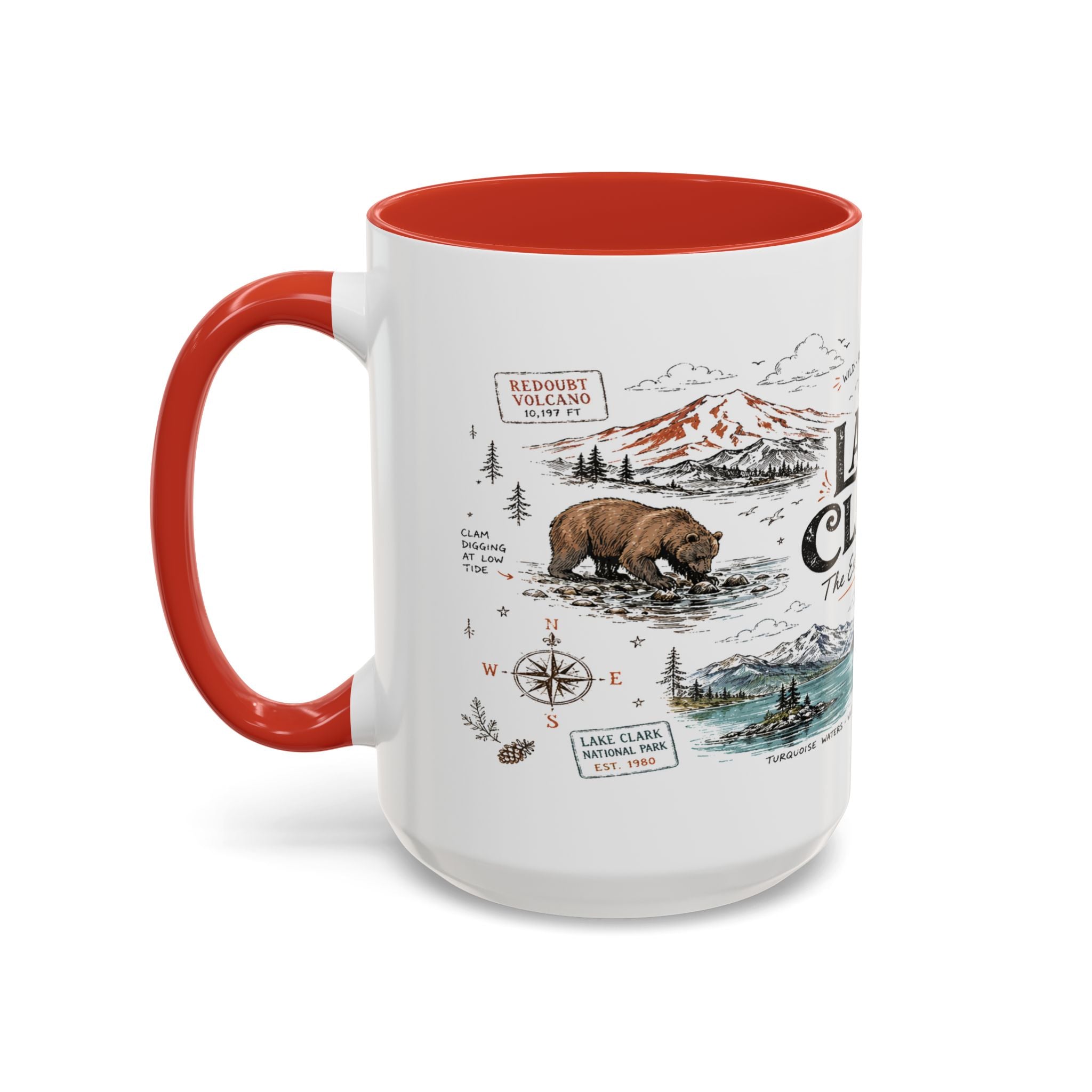 Lake Clark National Park Coffee Mug | Alaska Fly-in Wilderness Adventure Gift | Accent Color Ceramic 11oz 15oz