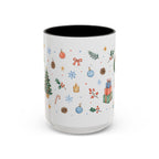 Christmas Mug | Watercolor Tree Gifts Wreath Holiday Cup | Accent Coffee Mug 11oz 15oz
