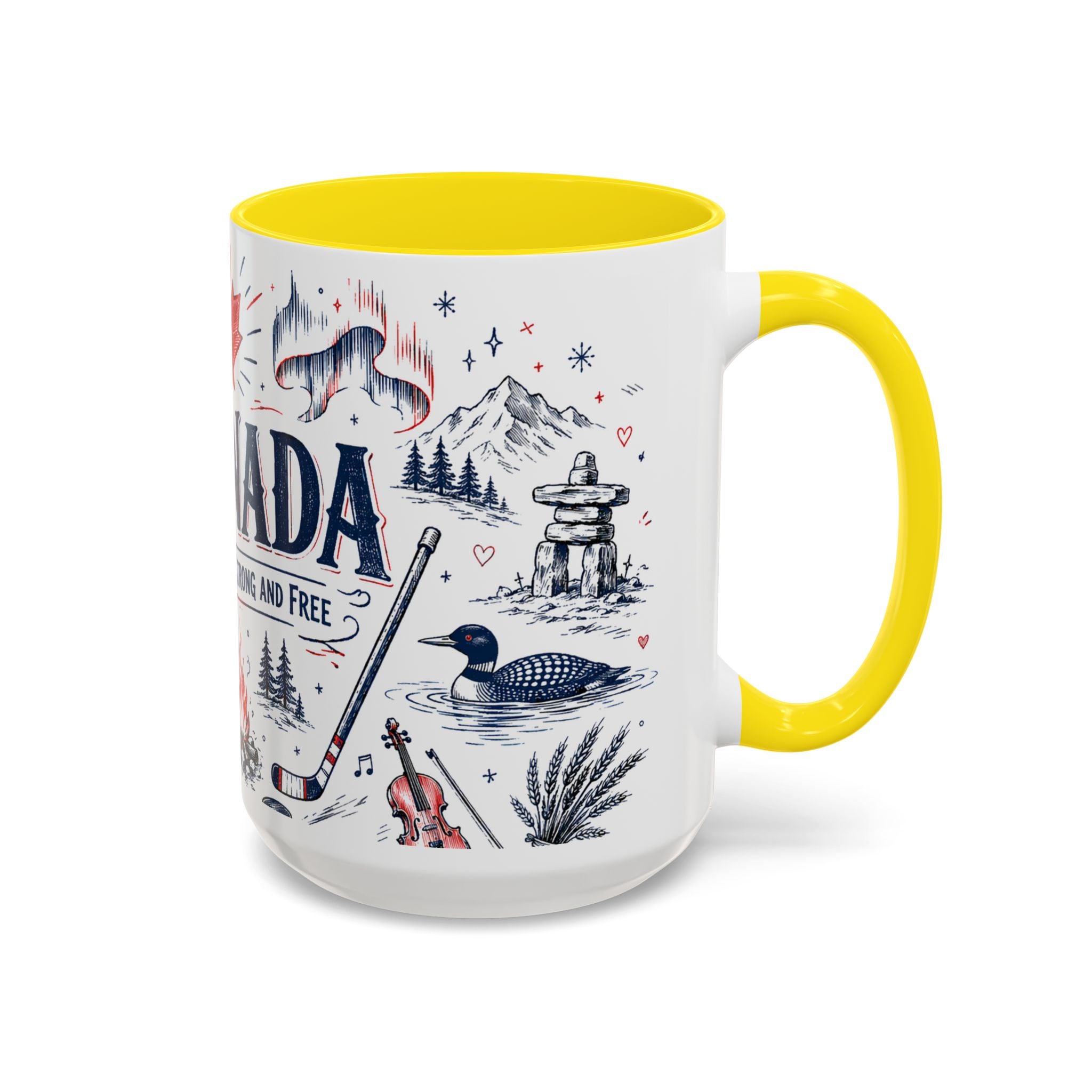 O Canada True North Coffee Mug | Canadian Pride Gift | Accent Color Ceramic 11oz 15oz