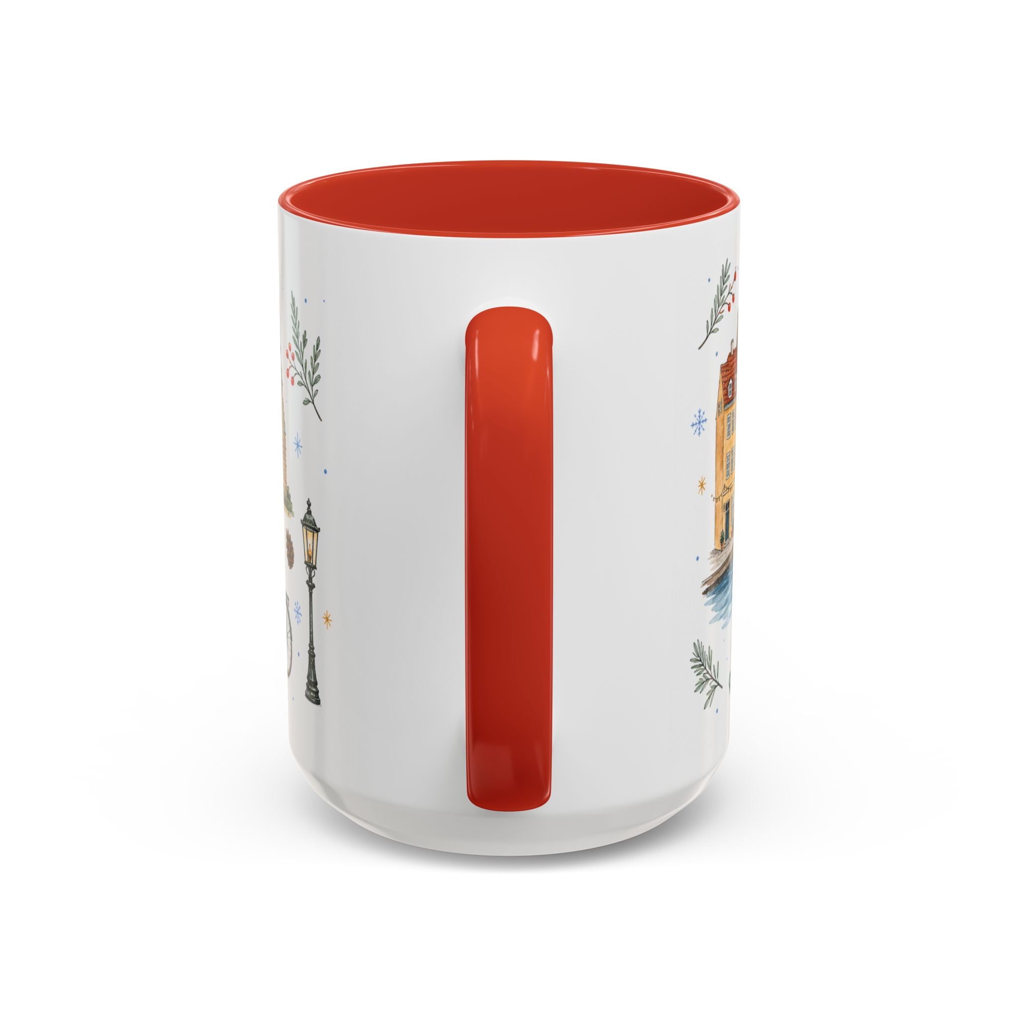 Copenhagen Christmas Mug | Watercolor Travel Souvenir | Holiday Gift | Accent Ceramic Coffee Cup 11oz 15oz