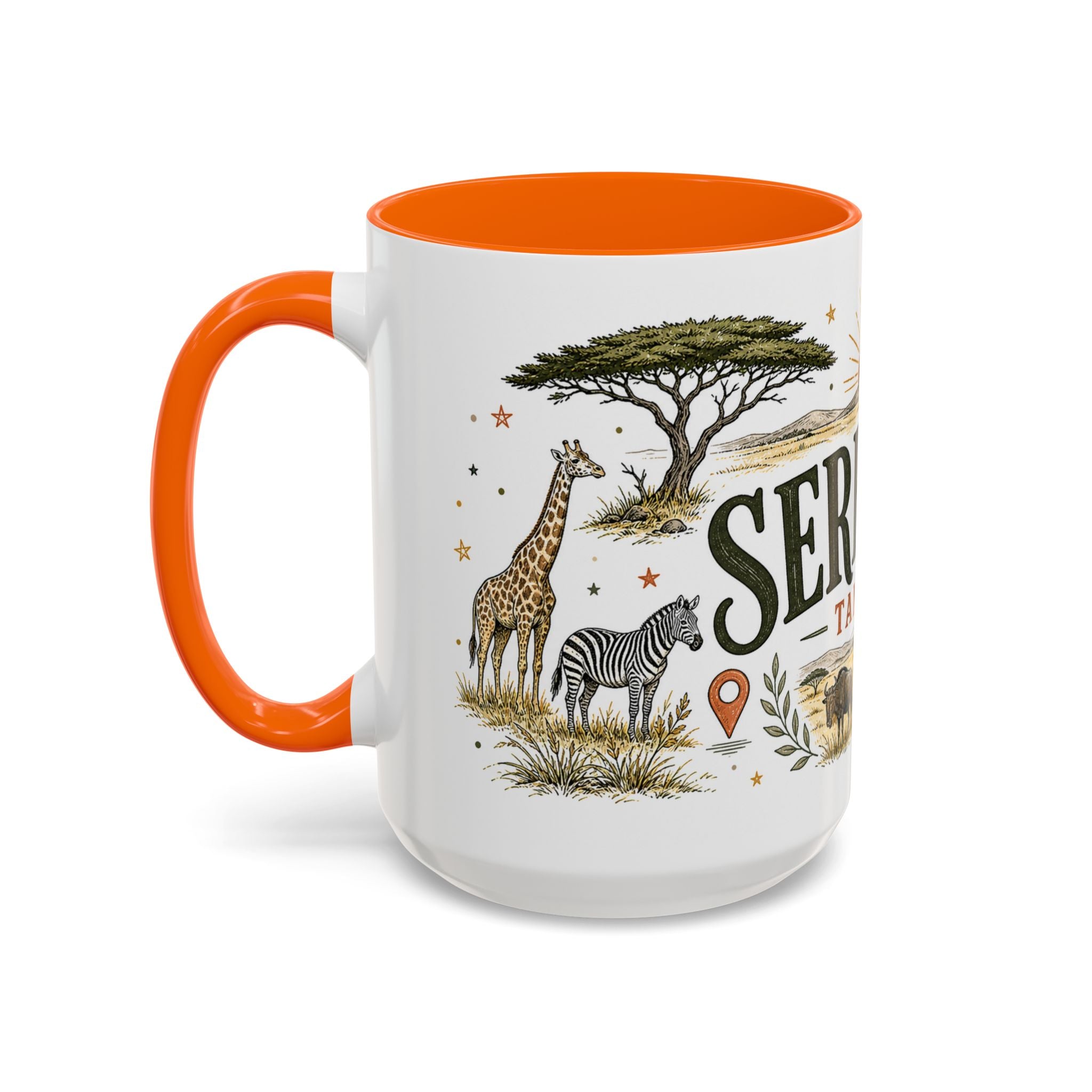 Serengeti Coffee Mug | Travel Destination Souvenir Gift | Accent Color Ceramic 11oz 15oz
