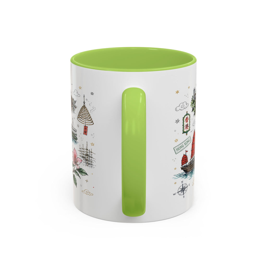 Hong Kong Coffee Mug | Asia Souvenir Travel Gift | Accent Color Ceramic 11oz 15oz