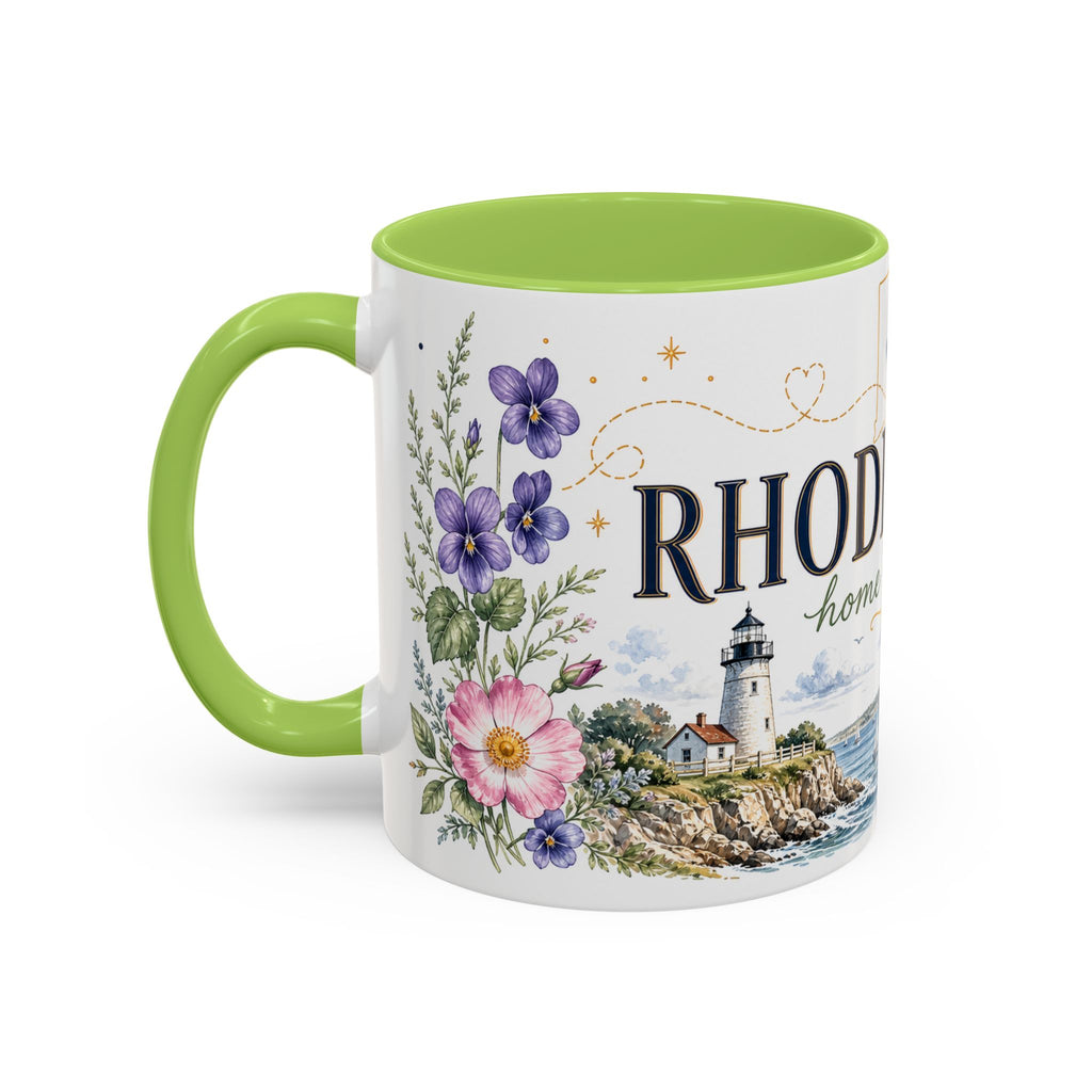 Rhode Island State Map Mug | Botanical Seaside Accent Cup (11oz or 15oz)