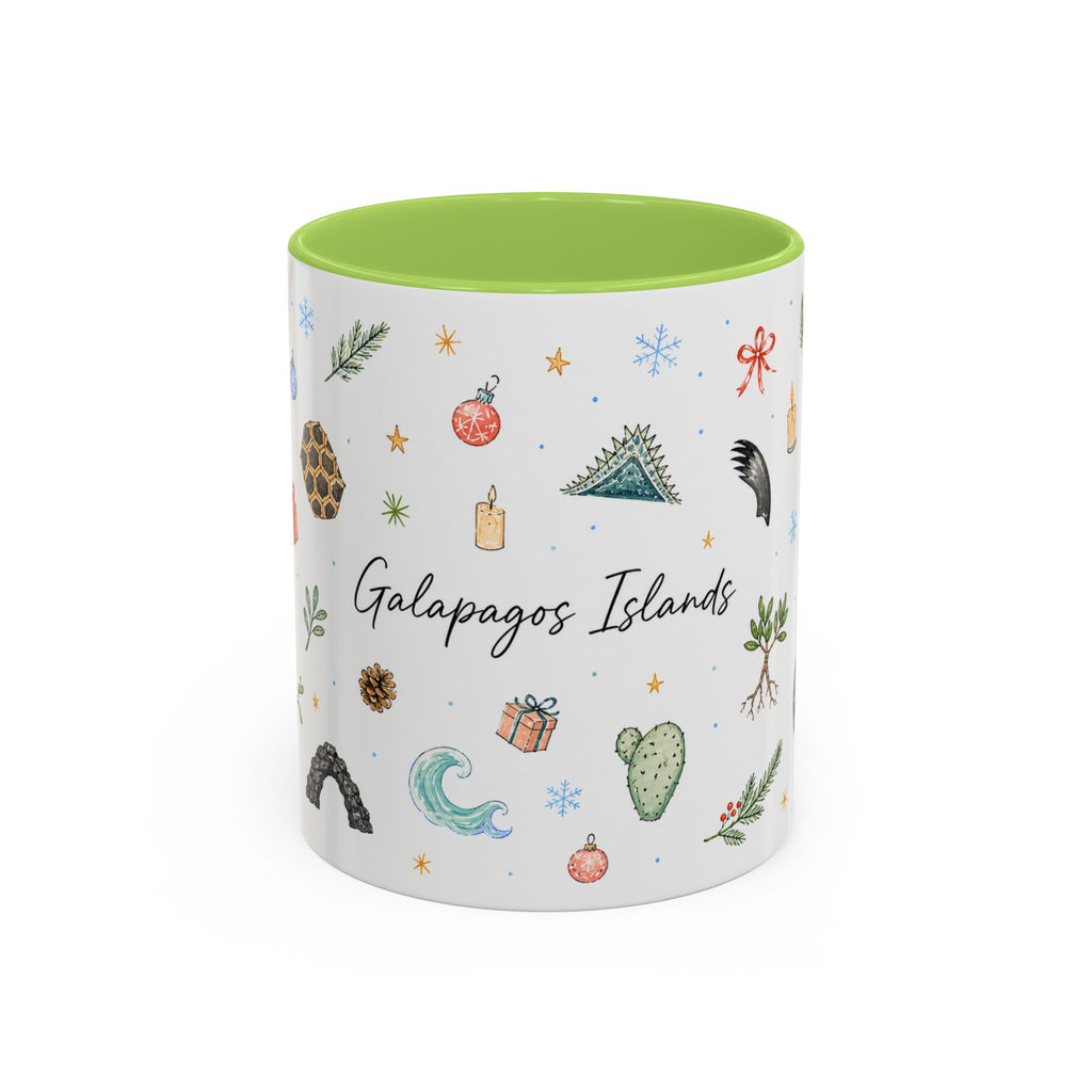 Galapagos Islands Christmas Mug | Watercolor Travel Souvenir | Holiday Gift | Accent Ceramic Coffee Cup 11oz 15oz