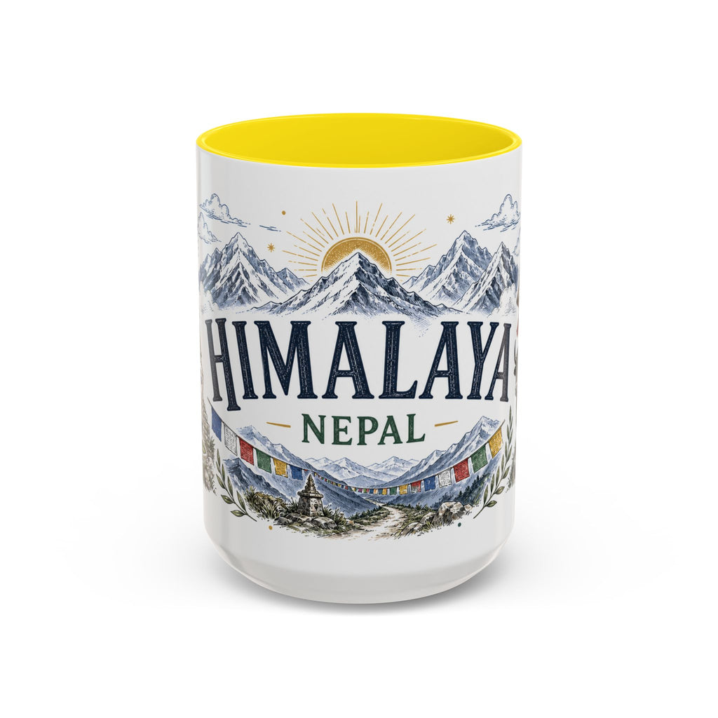 Himalaya Coffee Mug | Travel Destination Souvenir Gift | Accent Color Ceramic 11oz 15oz