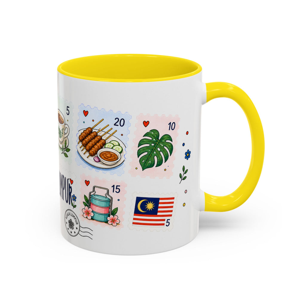 Kuala Lumpur Coffee Mug | Postage Stamp Collage Mug | Travel Souvenir Accent Cup 11oz 15oz