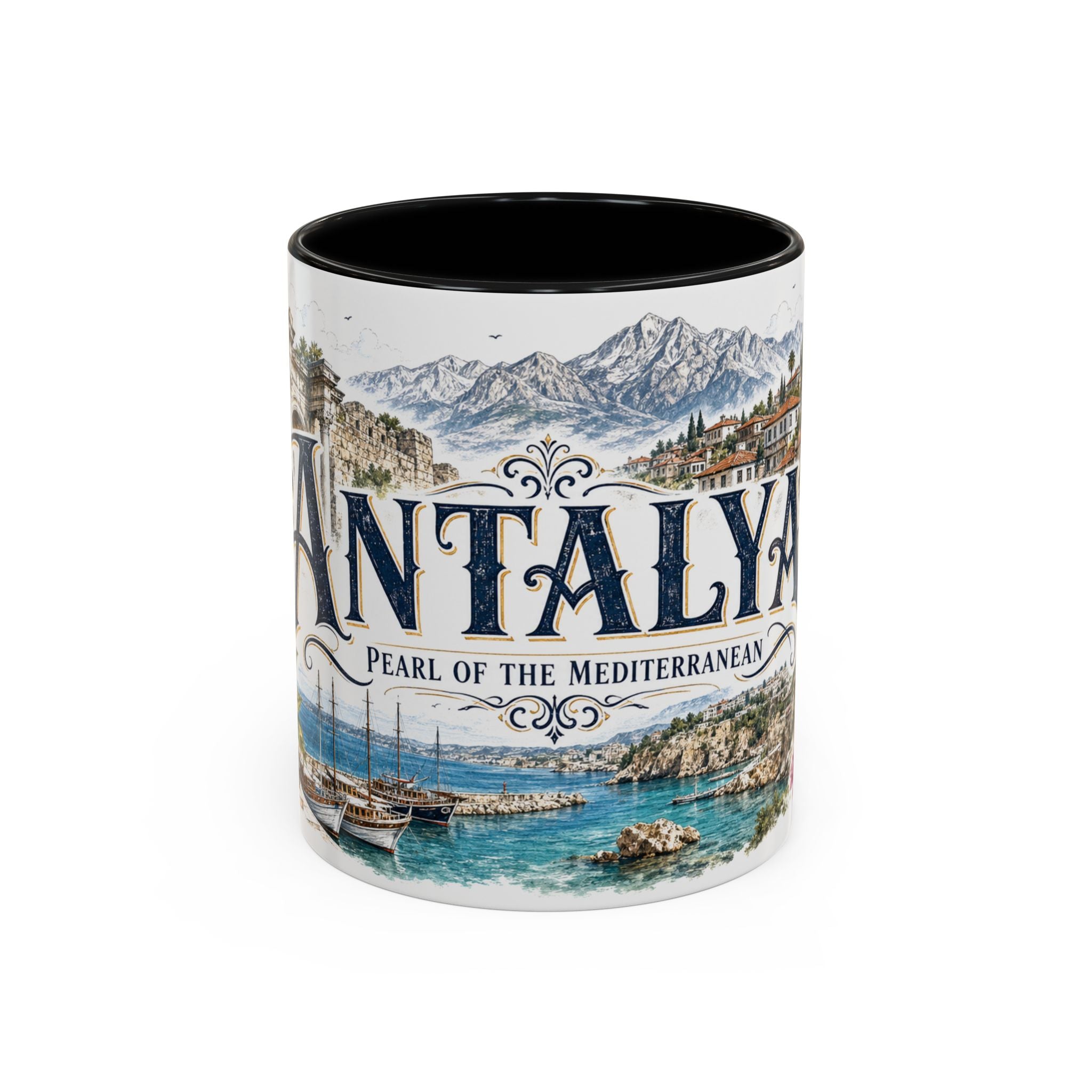 Antalya Coffee Mug | Turkey Travel Souvenir | Vintage Illustrated City Gift | 11 oz 15 oz Accent Mug