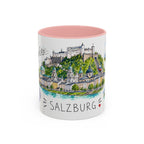 Salzburg Illustrated Travel Mug | City Souvenir Accent Coffee Mug | 11oz 15oz Ceramic Cup