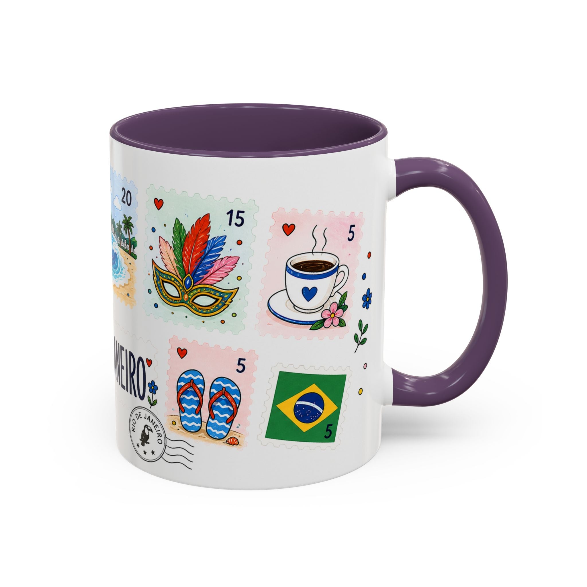 Rio de Janeiro Coffee Mug | Postage Stamp Collage Mug | Travel Souvenir Accent Cup 11oz 15oz