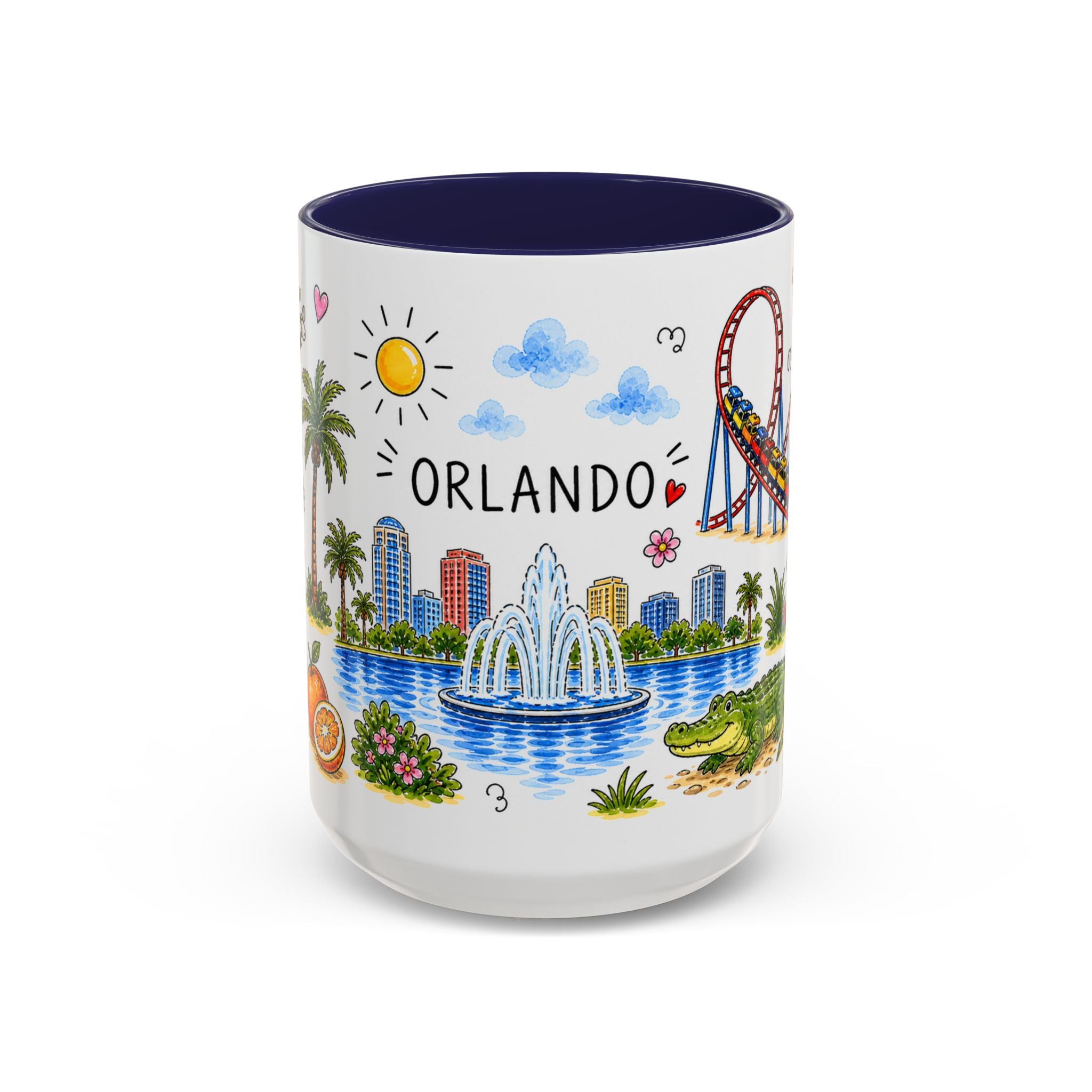 Orlando Illustrated Travel Mug | City Souvenir Accent Coffee Mug | 11oz 15oz Ceramic Cup