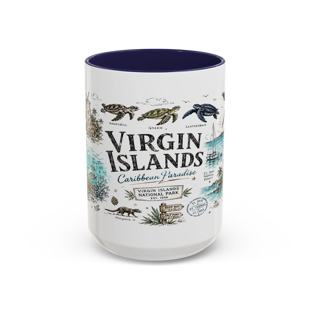 Virgin Islands National Park Coffee Mug | Caribbean Beach Snorkeling Reef Gift | Accent Color Ceramic 11oz 15oz