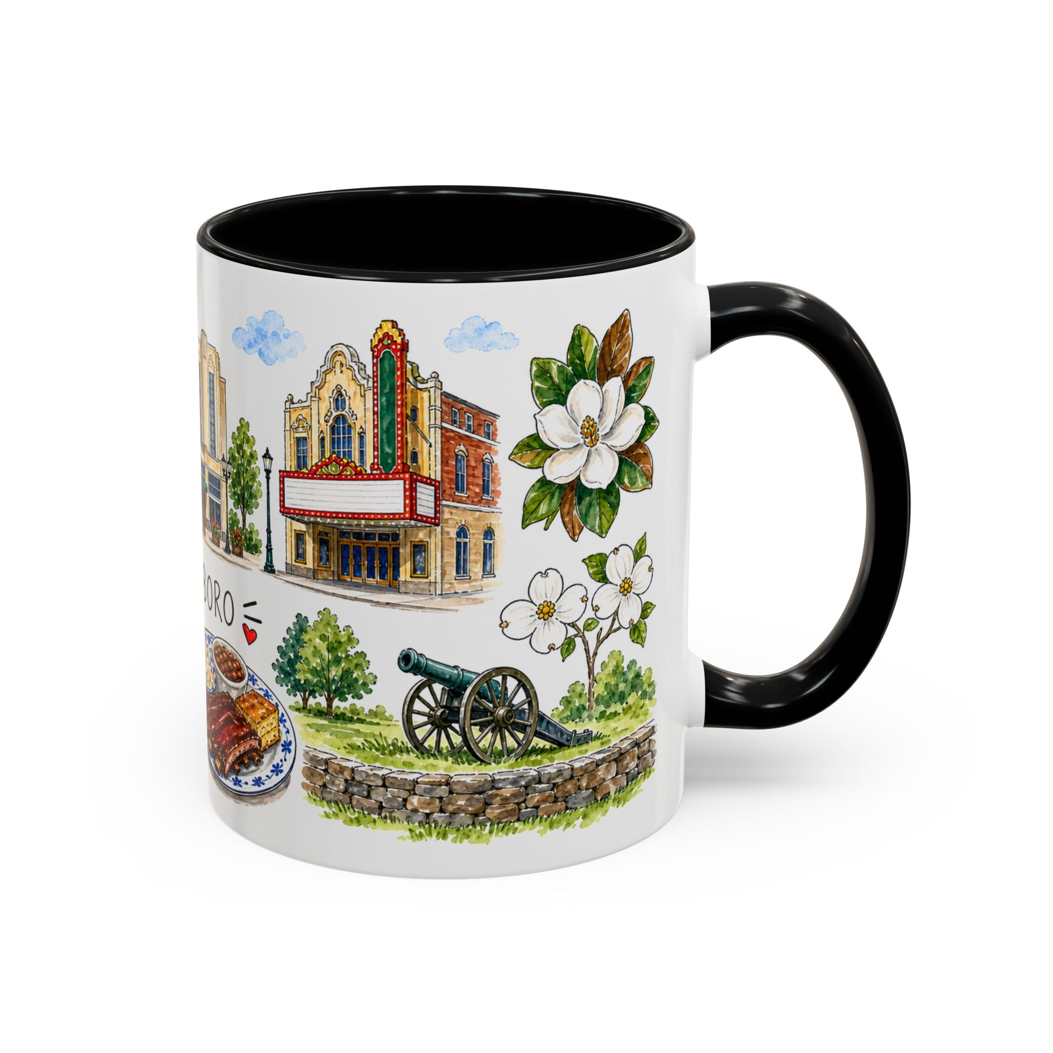 Greensboro Illustrated Travel Mug | City Souvenir Accent Coffee Mug | 11oz 15oz Ceramic Cup
