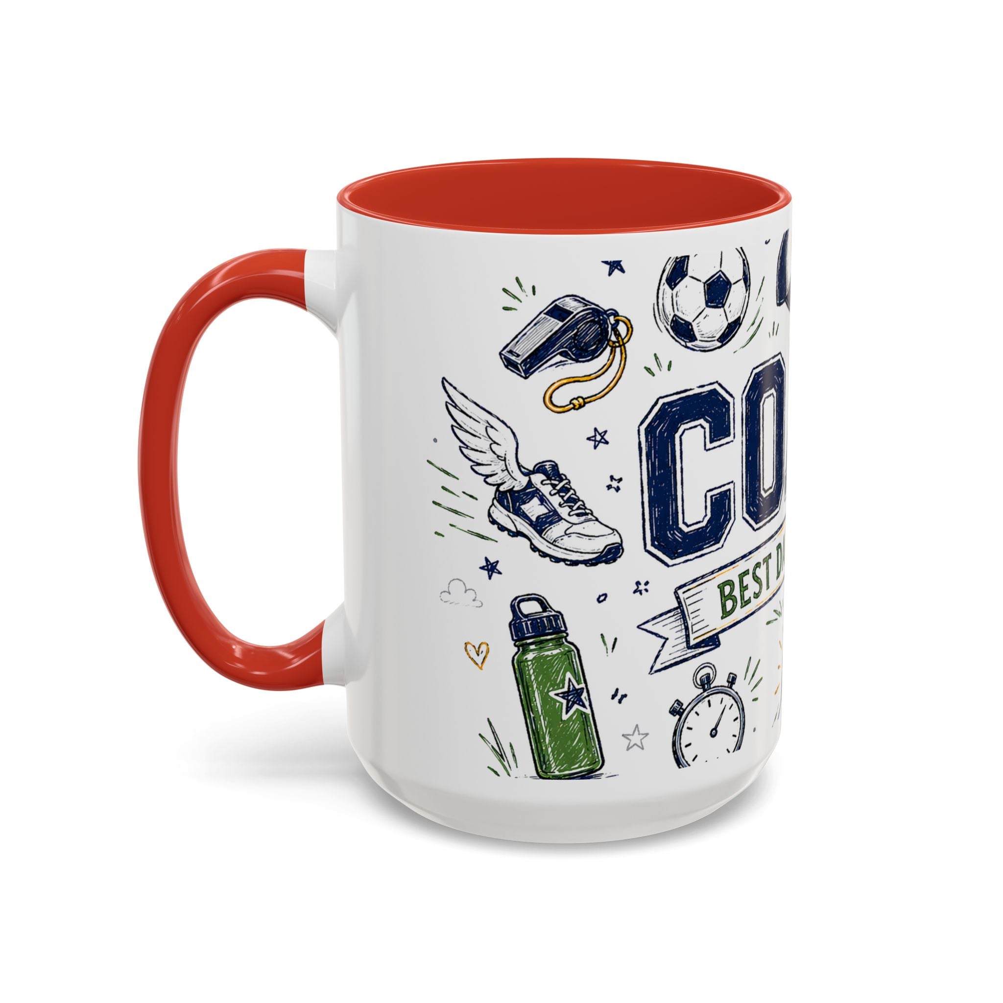 Coach Best Dad On The Field Coffee Mug | Father's Day Gift for Dad | Accent Color Ceramic 11oz 15oz