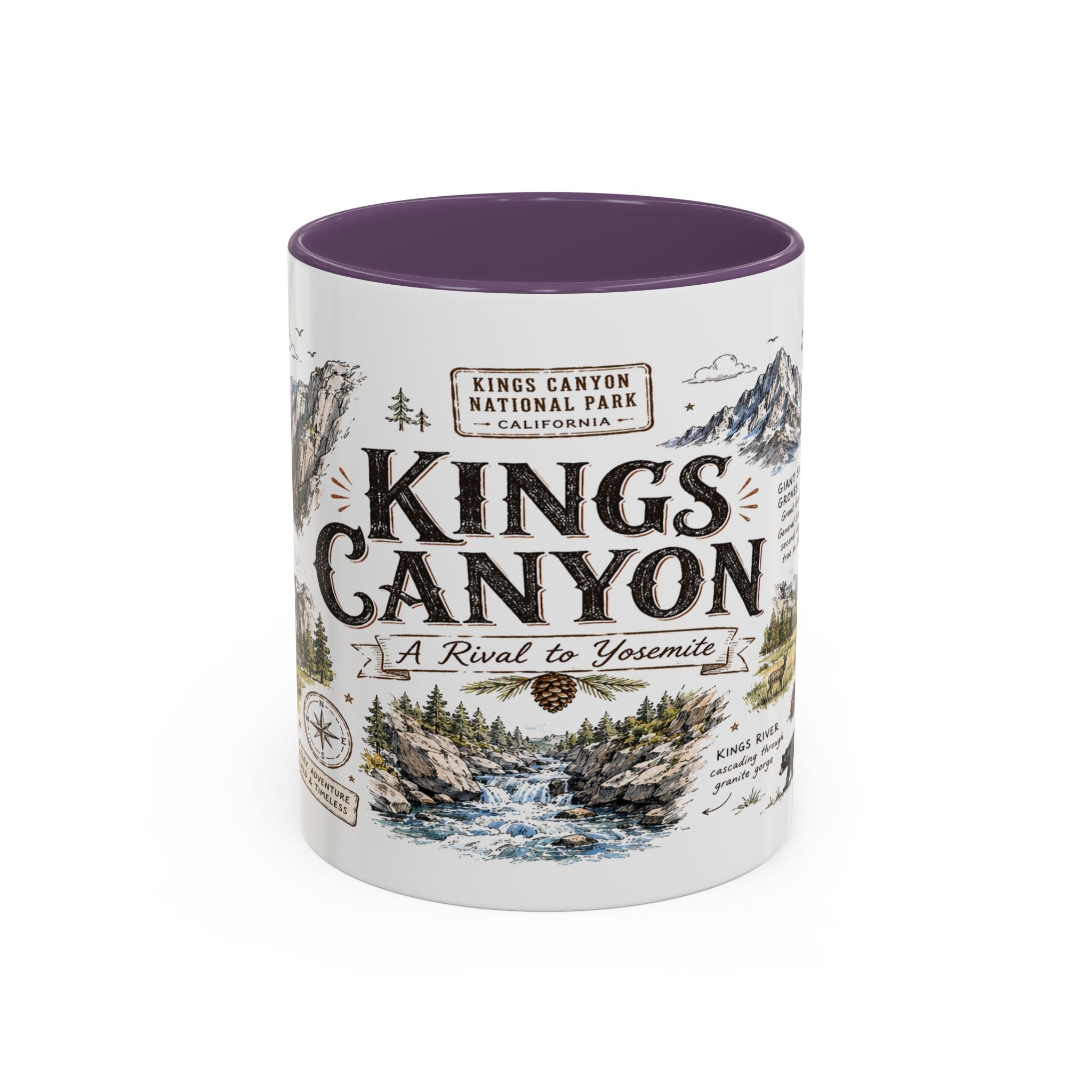 Kings Canyon National Park Coffee Mug | California Sierra Nevada Sequoia Gift | Accent Color Ceramic 11oz 15oz