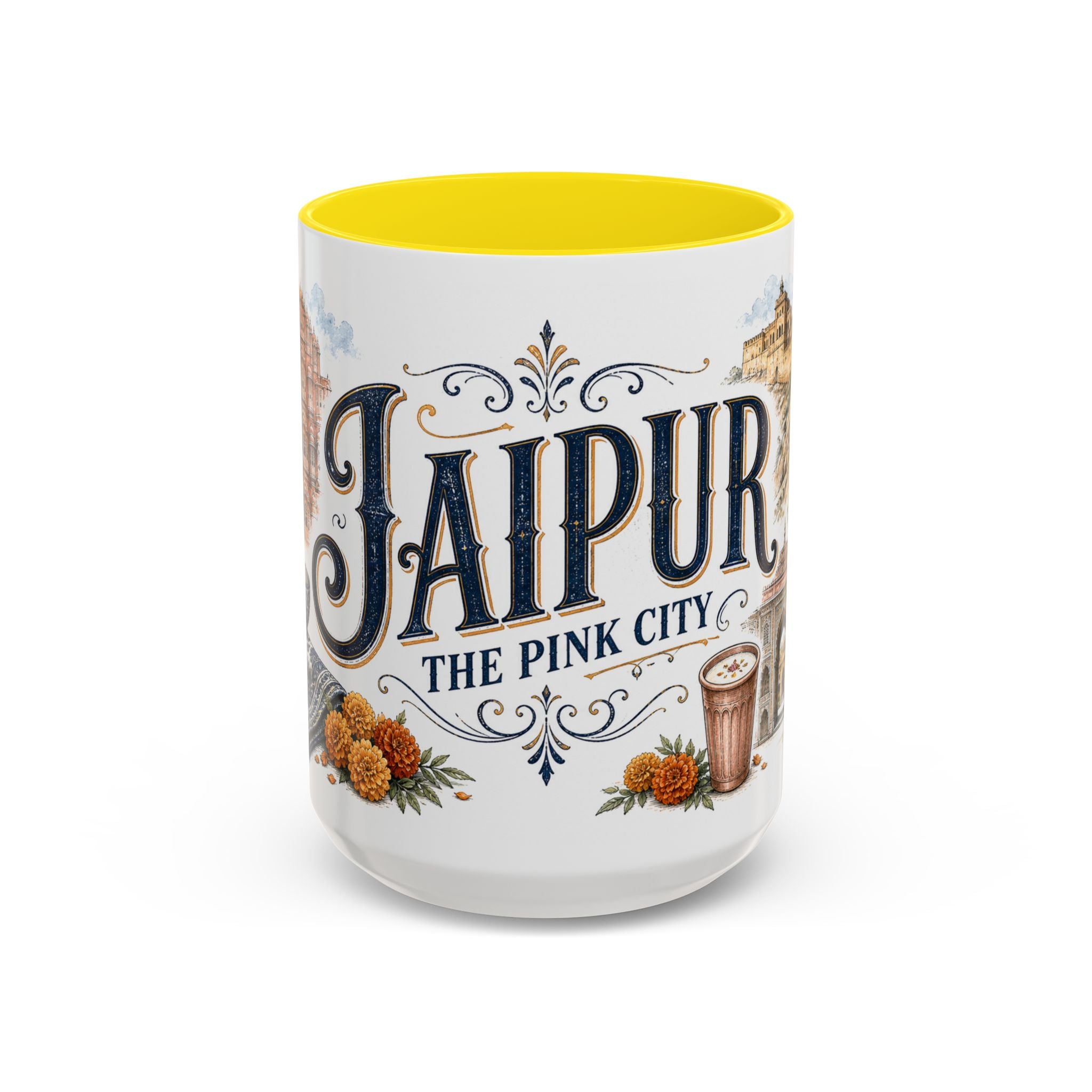 Jaipur Coffee Mug | India Travel Souvenir | Vintage Illustrated City Gift | 11 oz 15 oz Accent Mug
