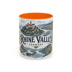 Rhine Valley Mug, Germany Travel Souvenir, Bucket List Gift, Accent Ceramic Coffee Mug 11oz 15oz