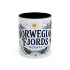 Norwegian Fjords Coffee Mug | Travel Destination Souvenir Gift | Accent Color Ceramic 11oz 15oz