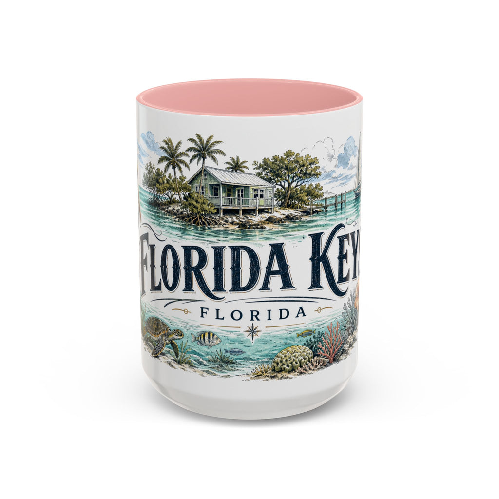 Florida Keys Mug, Florida Travel Souvenir, Bucket List Gift, Accent Ceramic Coffee Mug 11oz 15oz