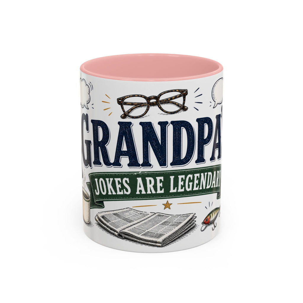 Grandpa's Jokes Are Legendary Coffee Mug | Funny Gift From Grandkids | Accent Ceramic 11oz 15oz