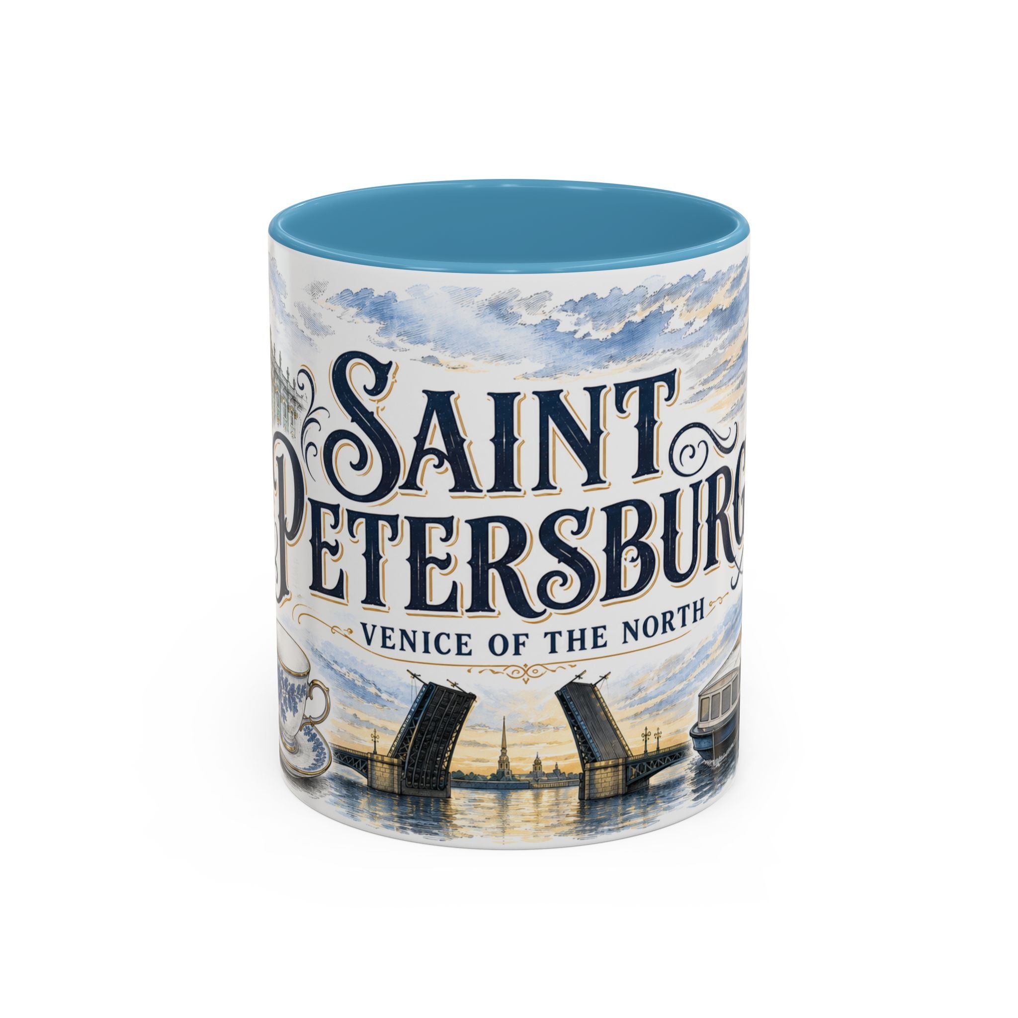 Saint Petersburg Coffee Mug | Russia Travel Souvenir | Vintage Illustrated City Gift | 11 oz 15 oz Accent Mug