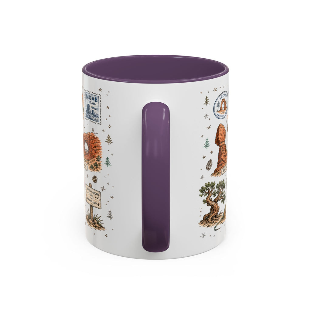 Arches Coffee Mug | National Park Hiking Utah Gift | Accent Color Ceramic 11oz 15oz