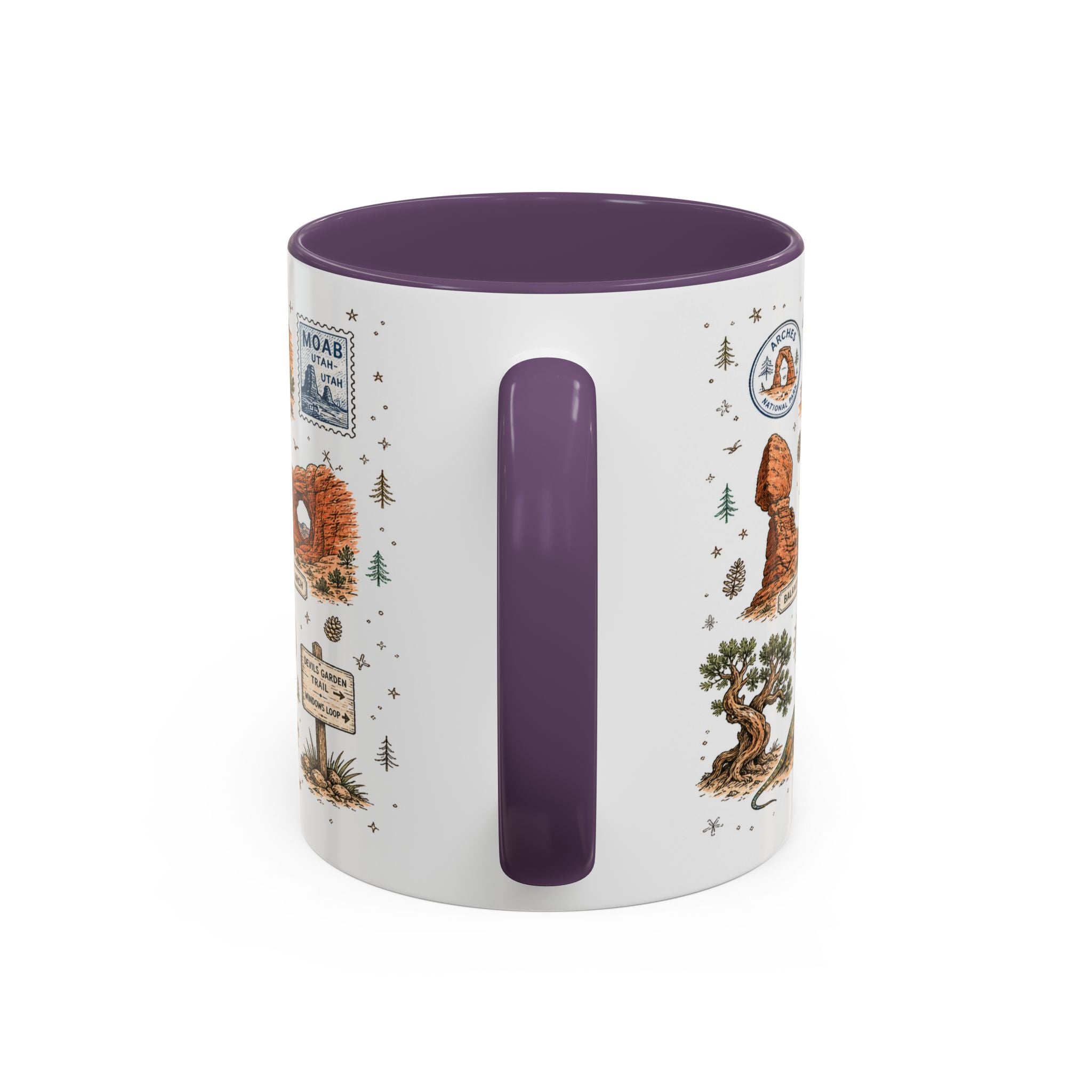 Arches Coffee Mug | National Park Hiking Utah Gift | Accent Color Ceramic 11oz 15oz