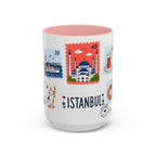 Istanbul Coffee Mug | Postage Stamp Collage Mug | Travel Souvenir Accent Cup 11oz 15oz