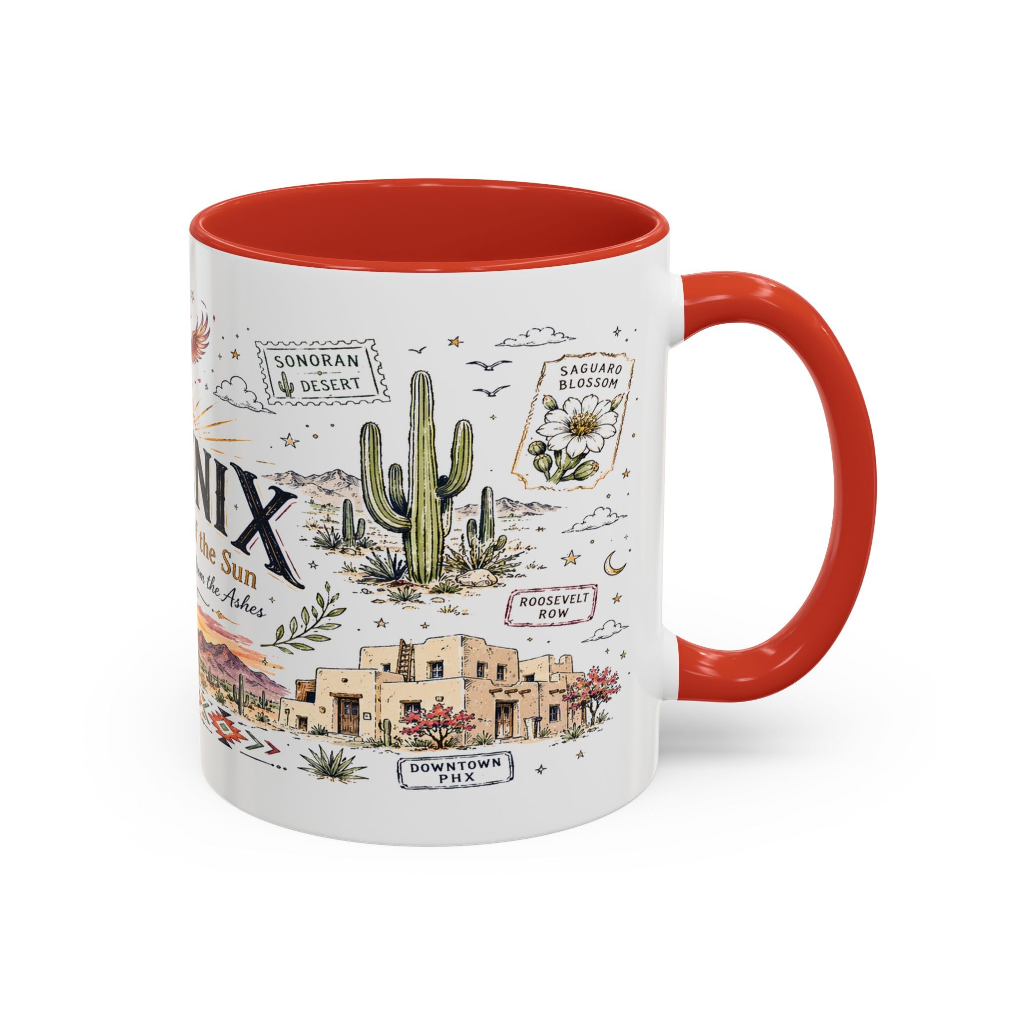 Phoenix Coffee Mug | Arizona Souvenir City Gift | Accent Color Ceramic 11oz 15oz