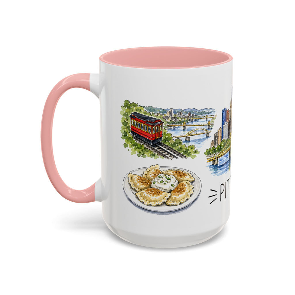 Pittsburgh Illustrated Travel Mug | City Souvenir Accent Coffee Mug | 11oz 15oz Ceramic Cup