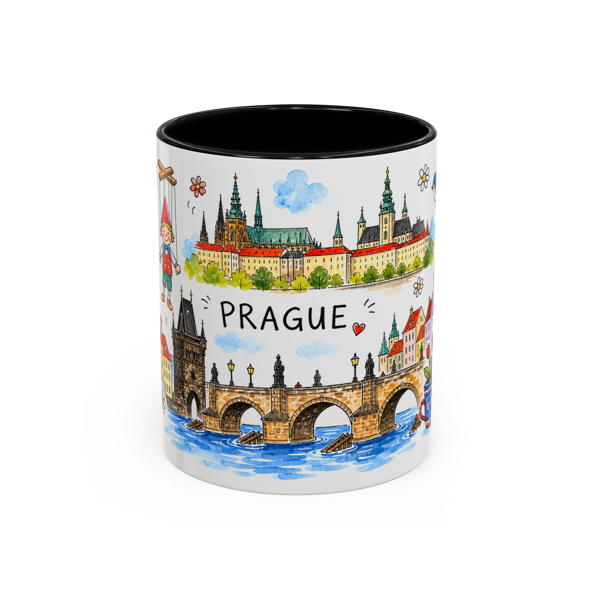 Prague Travel Mug | European City Souvenir Accent Coffee Mug | 11oz 15oz Ceramic Cup