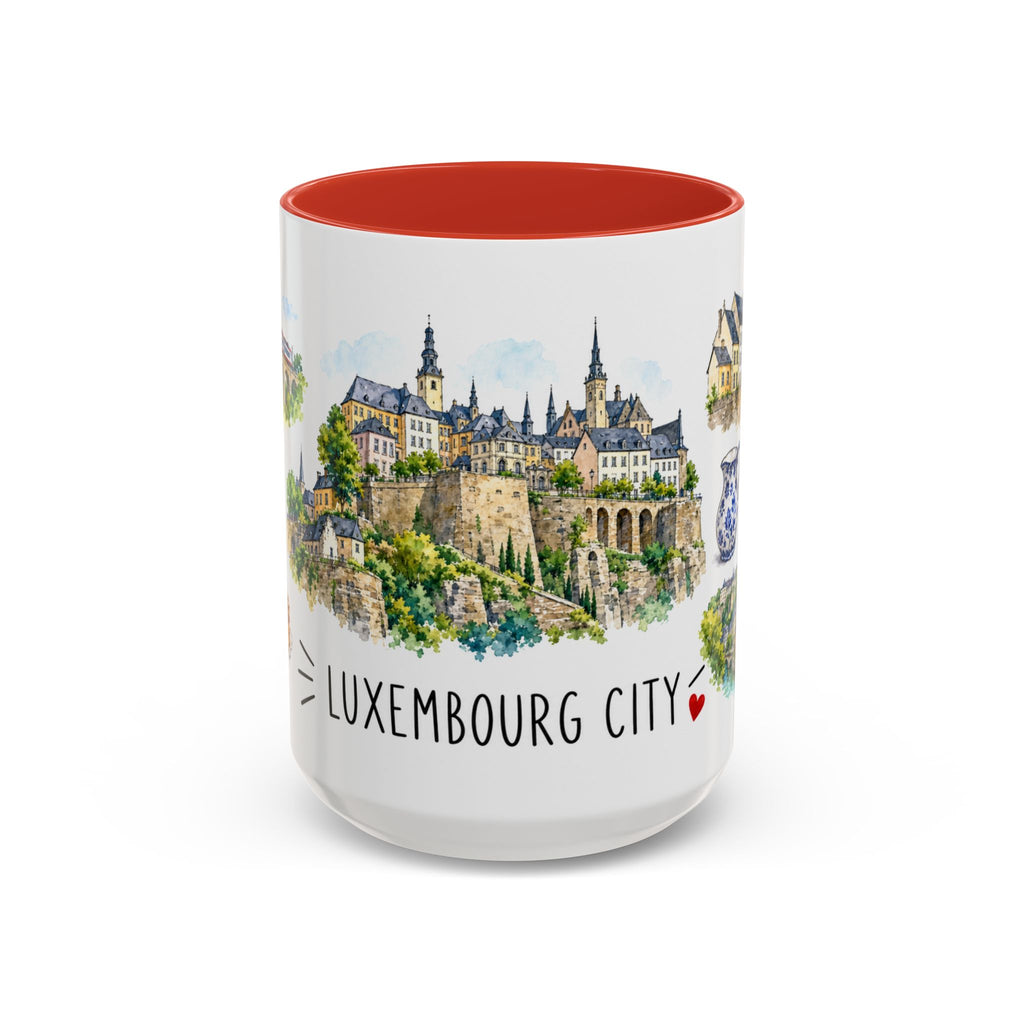 Luxembourg City Illustrated Travel Mug | City Souvenir Accent Coffee Mug | 11oz 15oz Ceramic Cup
