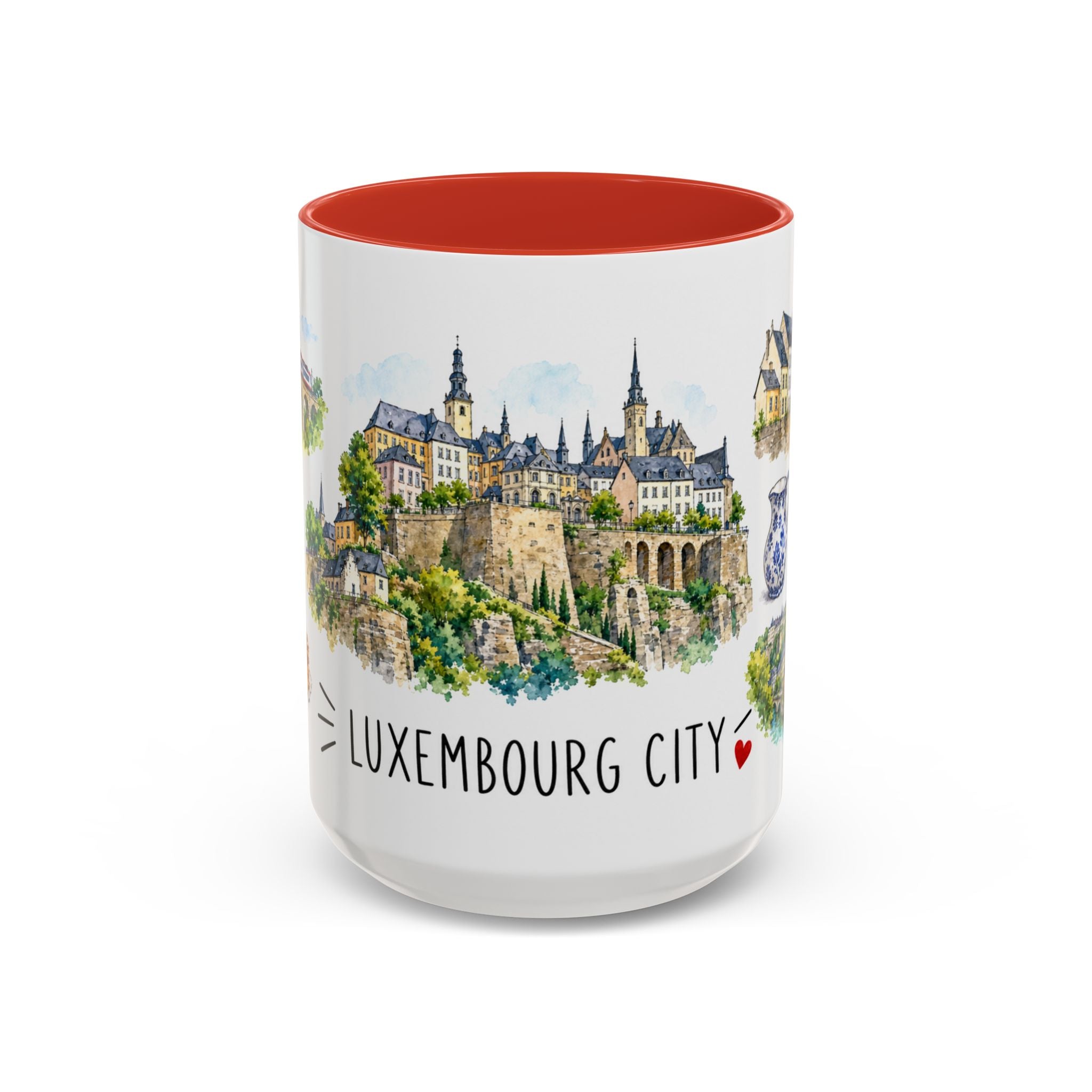 Luxembourg City Illustrated Travel Mug | City Souvenir Accent Coffee Mug | 11oz 15oz Ceramic Cup