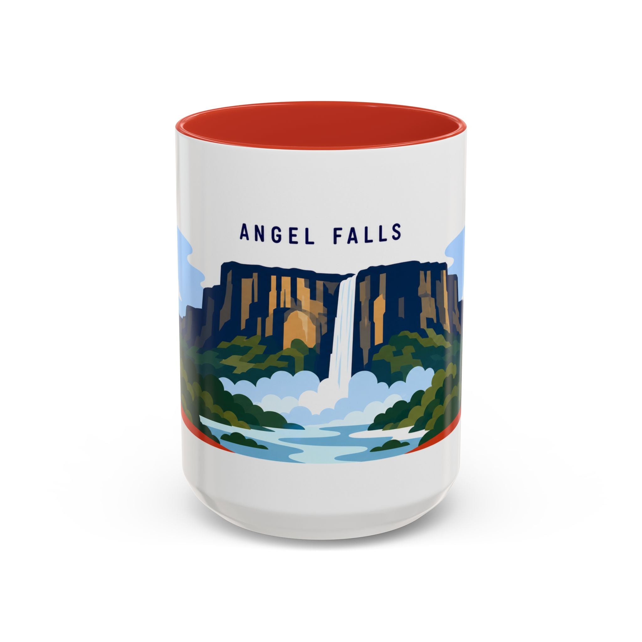Angel Falls Coffee Mug | Travel Destination Souvenir Gift | Accent Color Ceramic 11oz 15oz