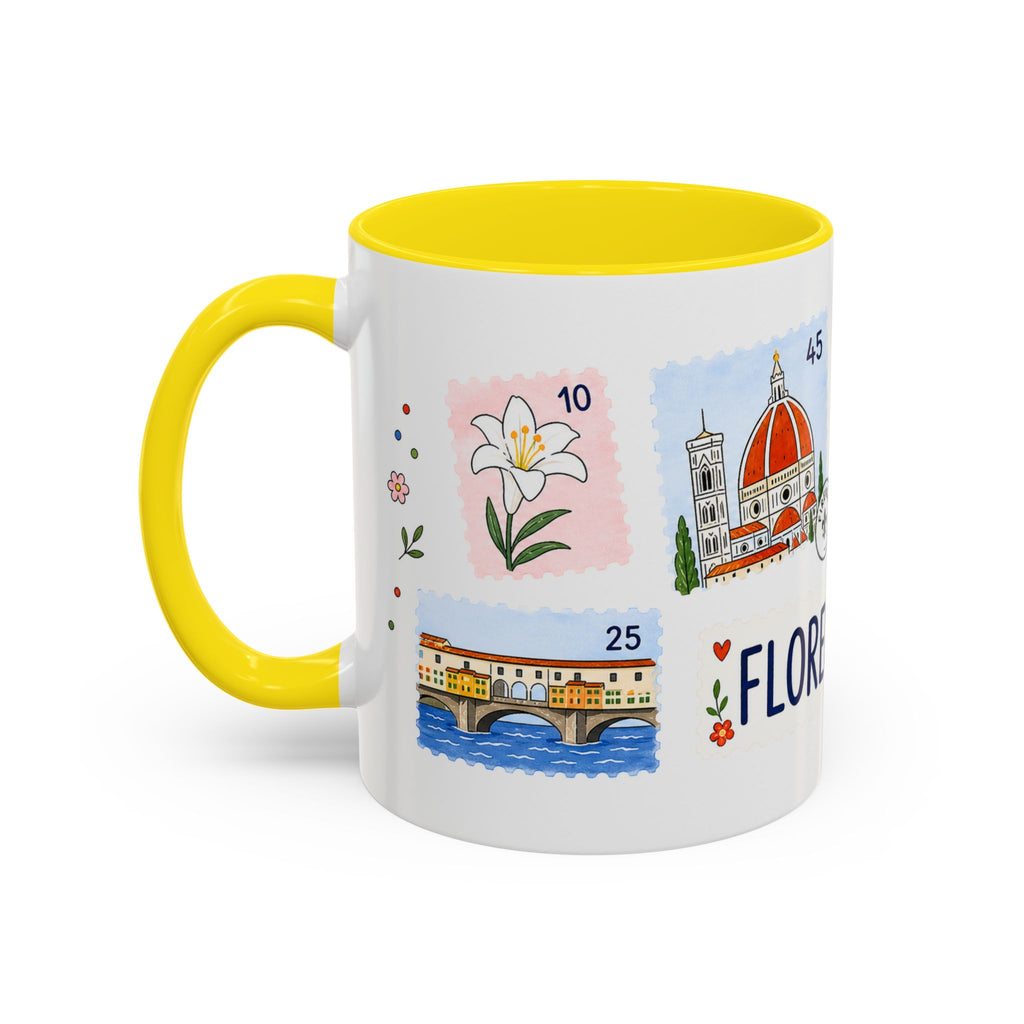 Florence Coffee Mug | Postage Stamp Collage Mug | Travel Souvenir Accent Cup 11oz 15oz