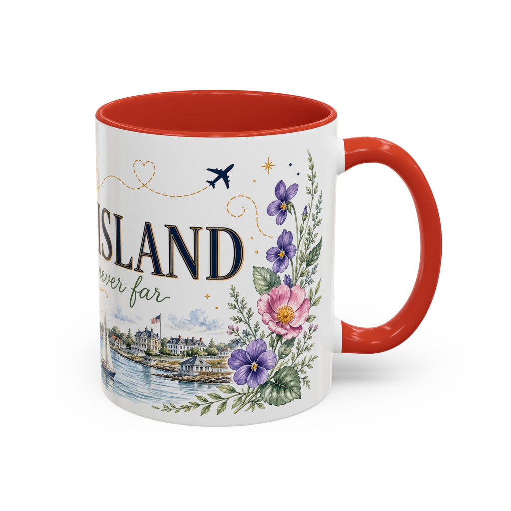 Rhode Island State Map Mug | Botanical Seaside Accent Cup (11oz or 15oz)