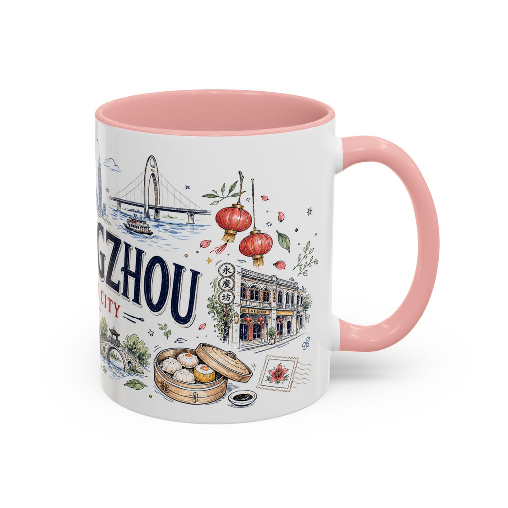 Guangzhou Coffee Mug | China Souvenir Travel Gift | Accent Color Ceramic 11oz 15oz