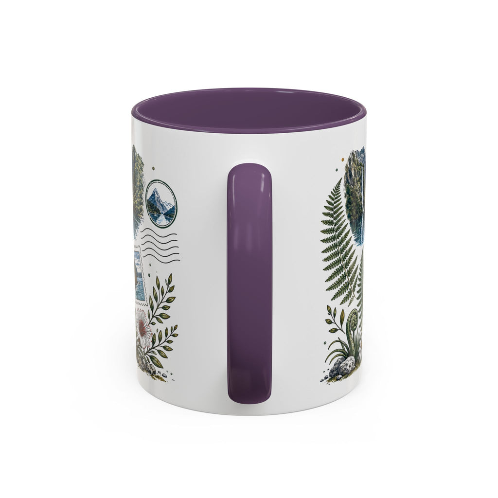 New Zealand South Island Coffee Mug | Travel Destination Souvenir Gift | Accent Color Ceramic 11oz 15oz